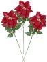 I.GE.A. Kunstbloem Poinsettia kerstster 3-delige set 70cm bloem kerstster kerstdecoratie adventster (3 stuks) - Thumbnail 2