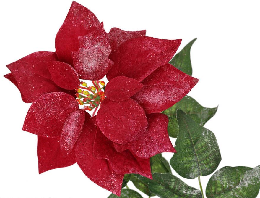 I.GE.A. Kunstbloem Poinsettia kerstster 3-delige set 70cm bloem kerstster kerstdecoratie adventster (3 stuks)