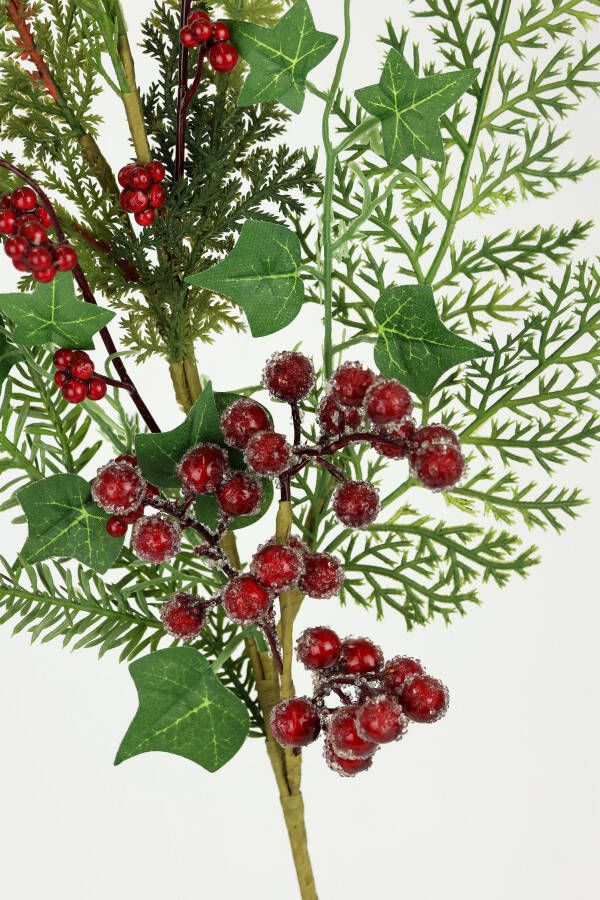 I.GE.A. Kunsttak Kersttak den bessen klimop thuja set van 2 kunstmatige tak bloem kerstdecoratie decoratieve tak decoratie (2 stuks)