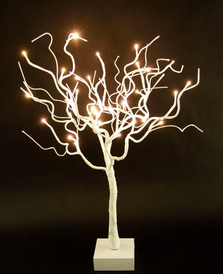 I.GE.A. Deco-boom Kunstmatige kerstboom kerstdecoratie Kunstboom met sneeuw en verlichting op houten voet hoogte 70 cm (1 stuk)