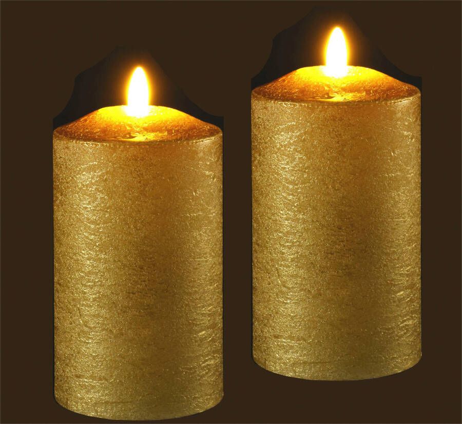 I.GE.A. Led-kaars Batteriebetriebene LED-Kerzen aus Echtwachs Höhe ca. 12 5 cm (set 2-delig)