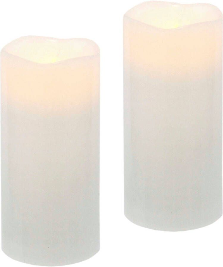 I.GE.A. Led-kaars Batteriebetriebene LED-Kerzen aus Echtwachs Höhe ca. 12 5 cm (set 2-delig)