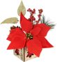 I.GE.A. Winterse kunstplant Gesteck mit Poinsettia im Topf Weihnachtsstern Weihnachtsdeko(1 stuk) - Thumbnail 4