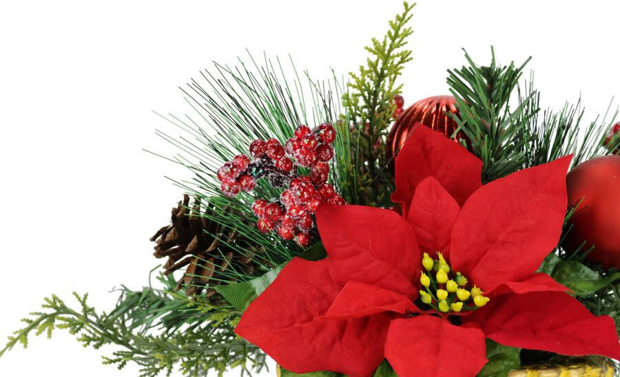 I.GE.A. Winterse kunstplant Arrangement poinsettia in beker kerstster kerstdecoratie