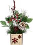 I.GE.A. Winterse kunstplant Kerstarrangement met appel in pot winterarrangement Kunstbloemenstuk met kegels bessen en decoratieve takken kerstdecoratie (1 stuk) - Thumbnail 2