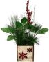 I.GE.A. Winterse kunstplant Kerstarrangement met appel in pot winterarrangement Kunstbloemenstuk met kegels bessen en decoratieve takken kerstdecoratie (1 stuk) - Thumbnail 4