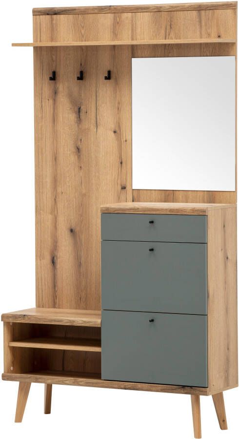 INOSIGN Compact kapstokmeubel Mavas Garderobe Garderobekast ScandicDesign Evoke Eik Salie voldoende opbergruimte geschikt voor kleine ruimtes 110 cm breed