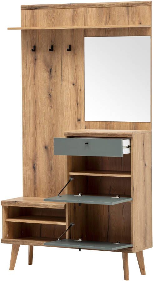 INOSIGN Compact kapstokmeubel Mavas Garderobe Garderobekast ScandicDesign Evoke Eik Salie voldoende opbergruimte geschikt voor kleine ruimtes 110 cm breed