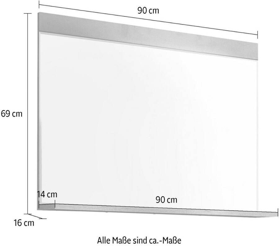 INOSIGN Garderobespiegel Indy Wandspiegel in moderne industriële stijl met plank B H 90 69 cm