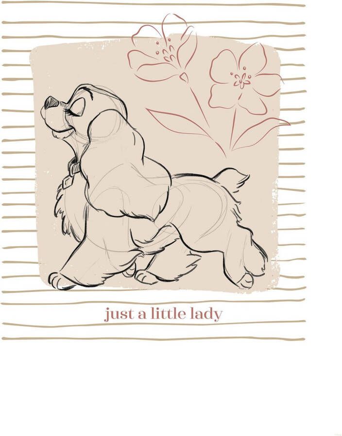 Komar Artprint Disney Lady and the Tramp just a Little Lady 50 x 70 cm (breedte x hoogte) kinderkamer wandsticker (set)