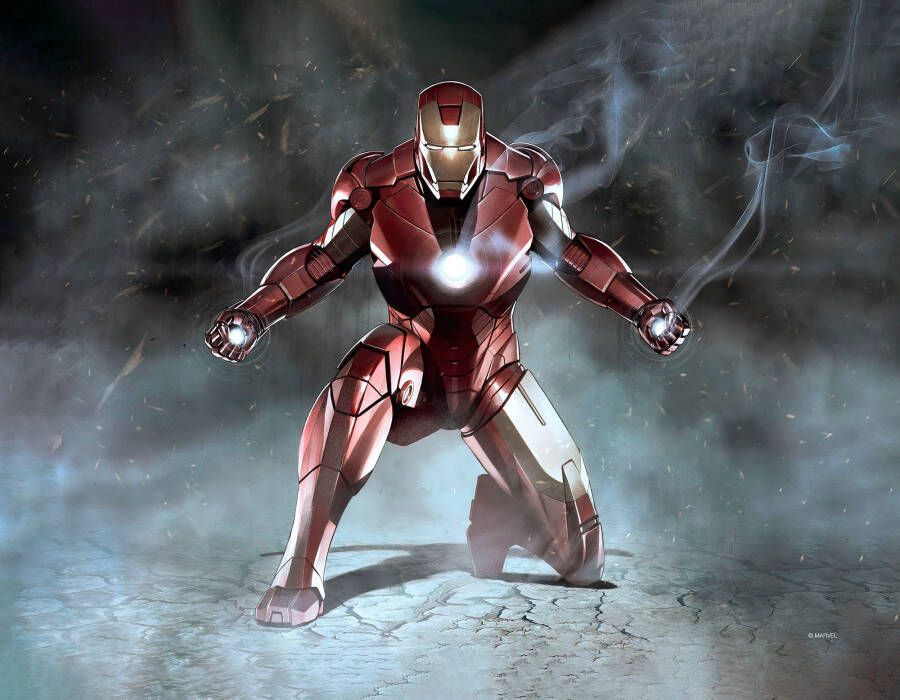 Komar Artprint op linnen Canvas schilderij Iron Man Charging grootte 30 x 40 cm (1 stuk)