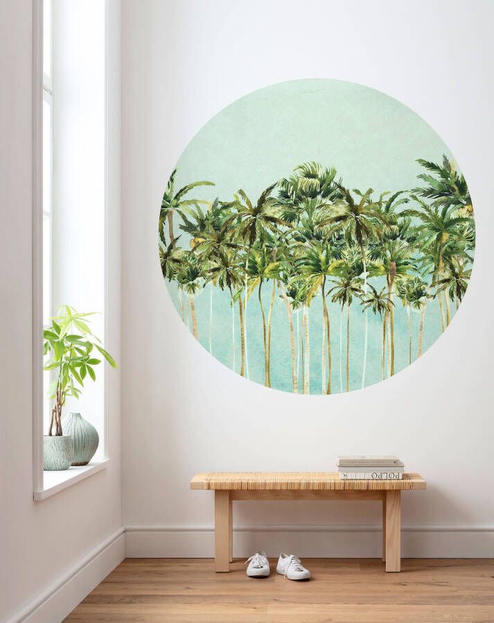 Komar Fotobehang Coconut Trees 125 x 125 cm (breedte x hoogte) rond en zelfklevend (1 stuk)