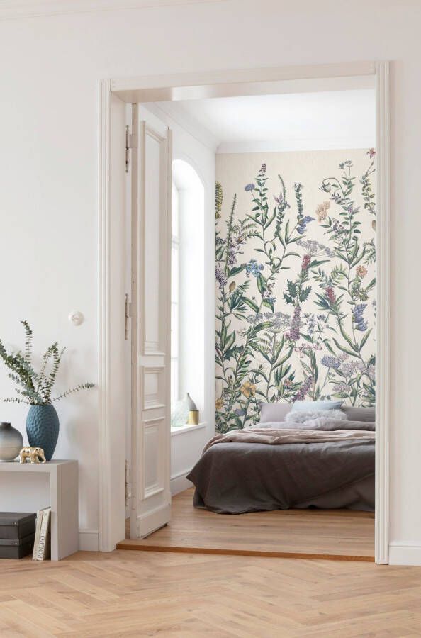 Komar Vliesbehang Flowering Herbs Woonkamer slaapkamer