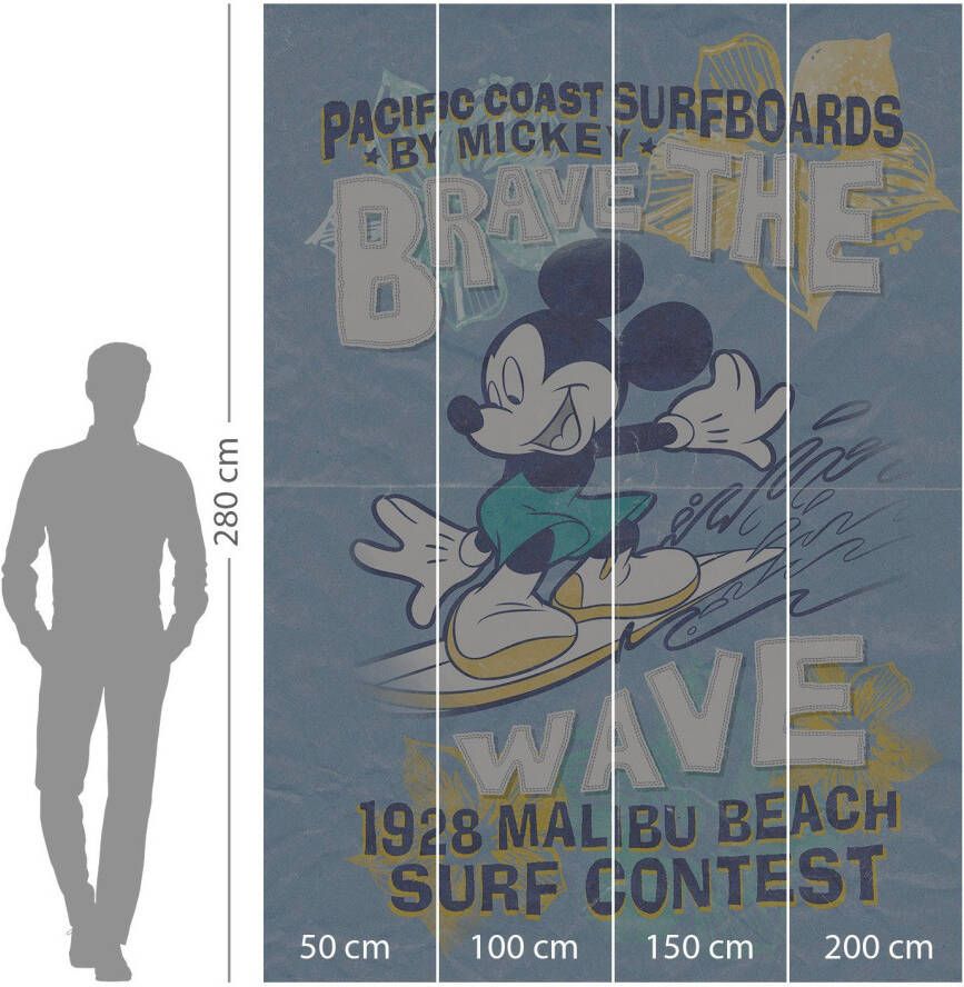 Komar Vliesbehang Mickey Brave the Wave 200x280 cm (breedte x hoogte)