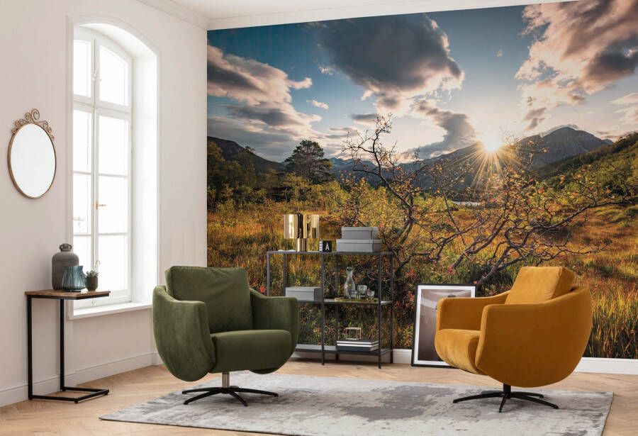 Komar Vliesbehang Noorse Herfsttaferelen 450x280 cm (breedte x hoogte) woonkamer slaapkamer (9 stuks)