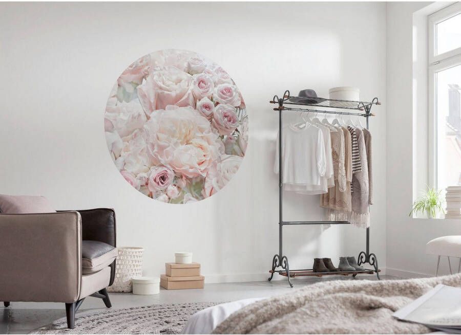 Komar Fotobehang Zelfklevend vlies Pink and Cream Roses Afmeting 125 x 125 cm (1 stuk)