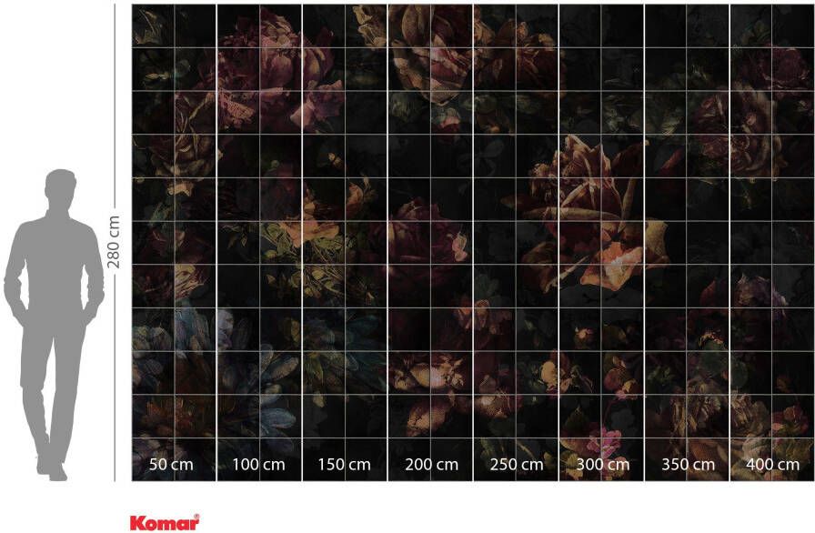 Komar Vliesbehang Vliestapete Tiles Flowers 400x280 cm (breedte x hoogte)