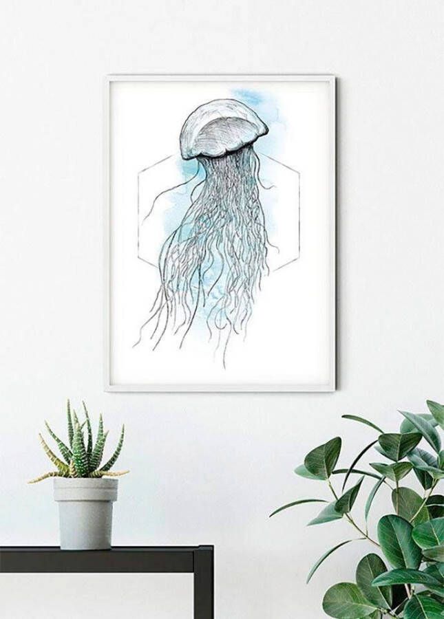 Komar Poster Jellyfish Watercolor Kinderkamer slaapkamer woonkamer