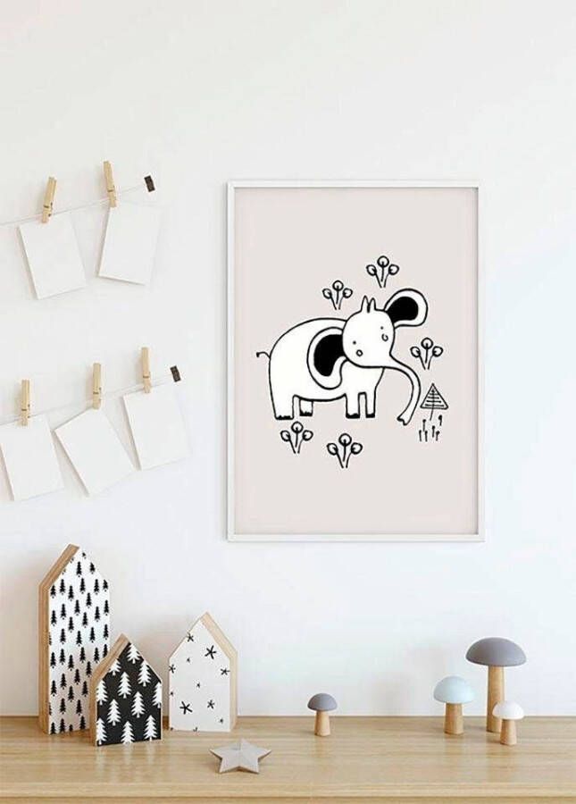 Komar Poster Scribble Elephant Kinderkamer slaapkamer woonkamer