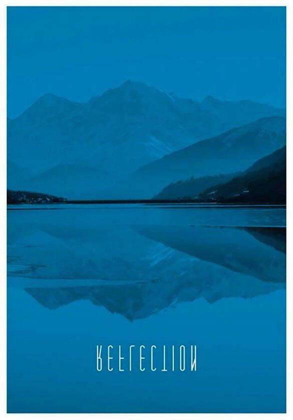 Komar Poster Word Lake Reflection blue Kinderkamer slaapkamer woonkamer