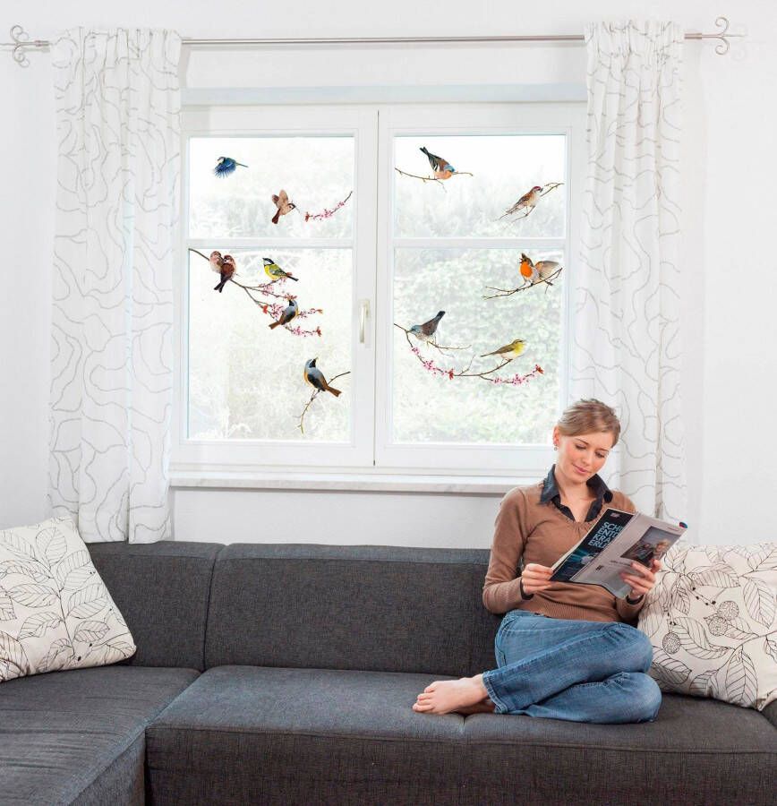 Komar Raamdecoratie Vogels 31x31 cm zelfklevend (12 stuks)