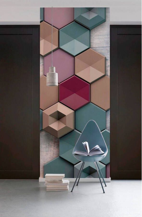 Komar Vliesbehang Digitale print vlies Hexagon Afmeting 100 x 280 cm (1 stuk)