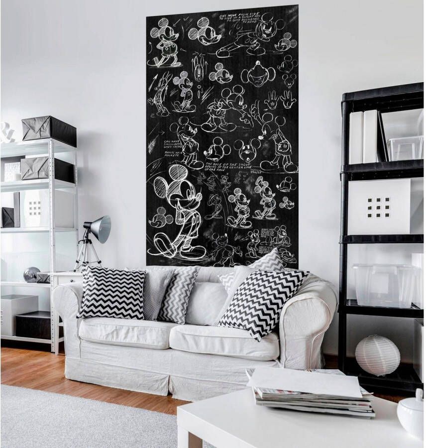 Komar Vliesbehang Digitale print vlies Mickey Chalkboard Afmeting 120 x 200 cm (1 stuk)