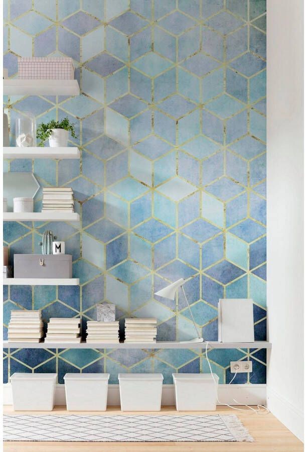 Komar Vliesbehang Digitale print vlies Mosaik Azzuro Afmeting 200 x 250 cm (1 stuk)