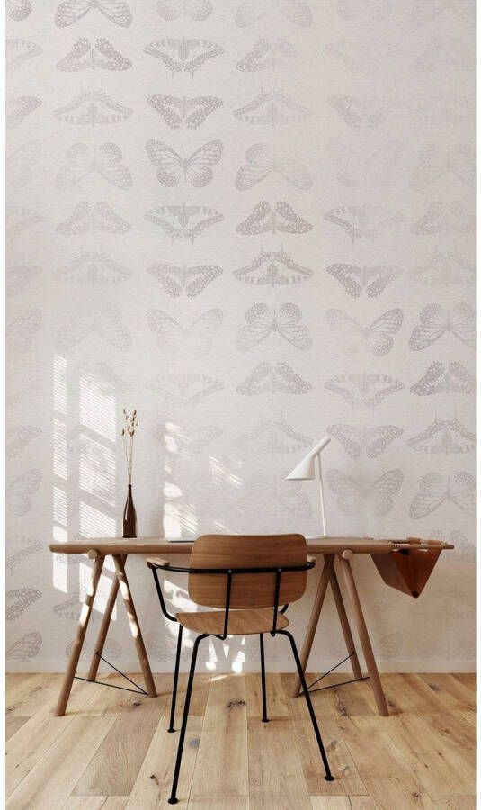 Komar Vliesbehang Digitale print vlies Mur de Papillons Afmeting 200 x 250 cm (1 stuk)