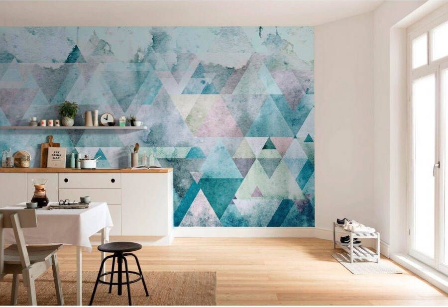Komar Vliesbehang Digitale print vlies Triangles Blue Afmeting 400 x 250 cm (1 stuk)