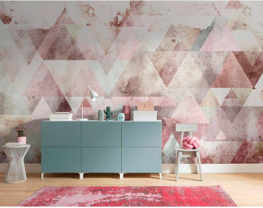Komar Vliesbehang Digitale print vlies Triangles Red Afmeting 400 x 250 cm (1 stuk)