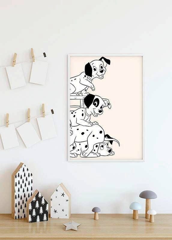 Komar Wanddecoratie 101 dalmatiër Playing Wanddecoratie voor de kinderkamer zonder lijst