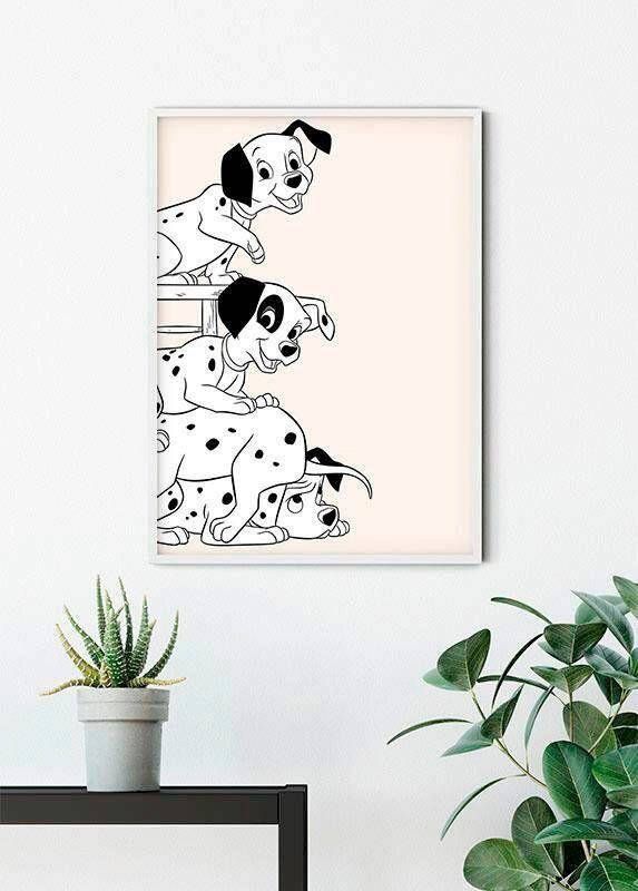 Komar Wanddecoratie 101 dalmatiër Playing Wanddecoratie voor de kinderkamer zonder lijst