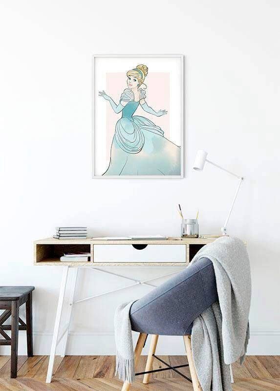 Komar Wanddecoratie Assepoester Beauty Wanddecoratie voor de kinderkamer zonder lijst (1 stuk)