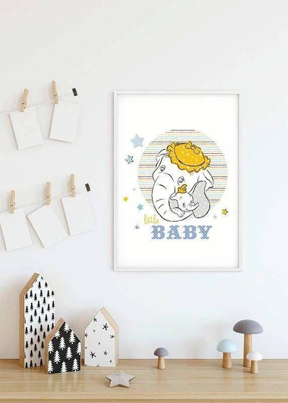 Komar Wanddecoratie Dumbo Little baby Wanddecoratie voor de kinderkamer zonder lijst