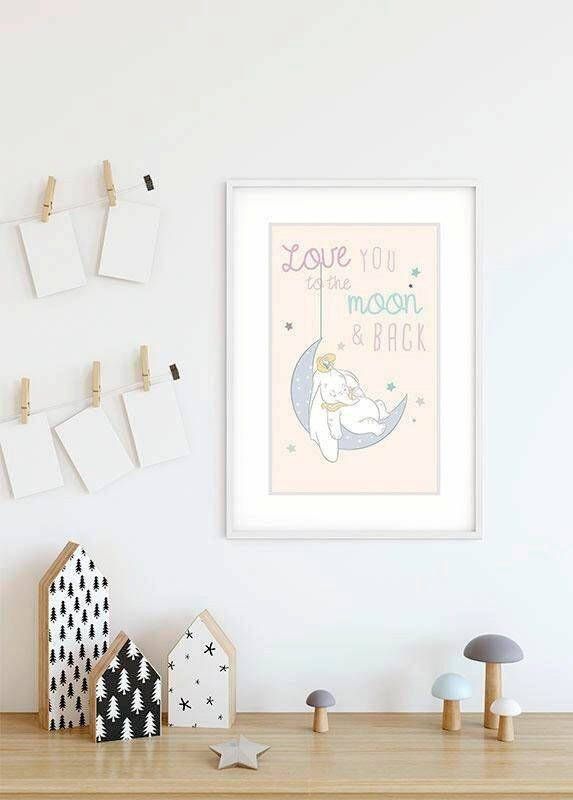 Komar Wanddecoratie Dumbo Moon Wanddecoratie voor de kinderkamer zonder lijst (1 stuk)