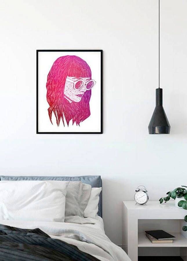 Komar Wanddecoratie Grid pink Wanddecoratie zonder lijst (1 stuk)