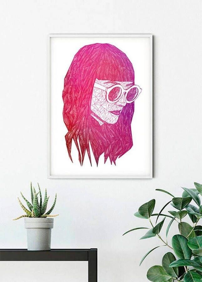 Komar Wanddecoratie Grid pink Wanddecoratie zonder lijst (1 stuk)