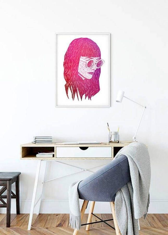 Komar Wanddecoratie Grid pink Wanddecoratie zonder lijst (1 stuk)