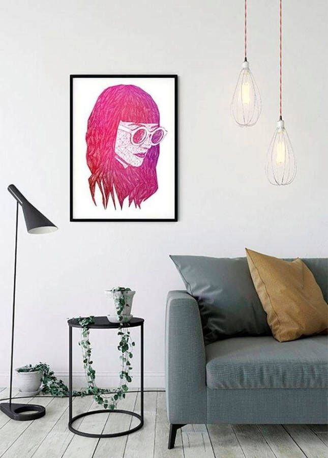 Komar Wanddecoratie Grid pink Wanddecoratie zonder lijst (1 stuk)