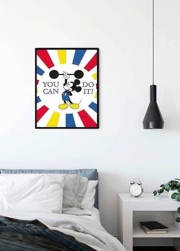 Komar Wanddecoratie Mickey Mouse Do it Wanddecoratie voor de kinderkamer zonder lijst (1 stuk)