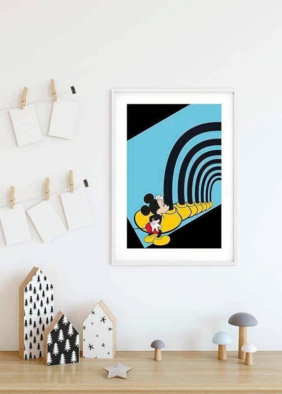 Komar Wanddecoratie Mickey Mouse Foot tunnel Wanddecoratie voor de kinderkamer zonder lijst