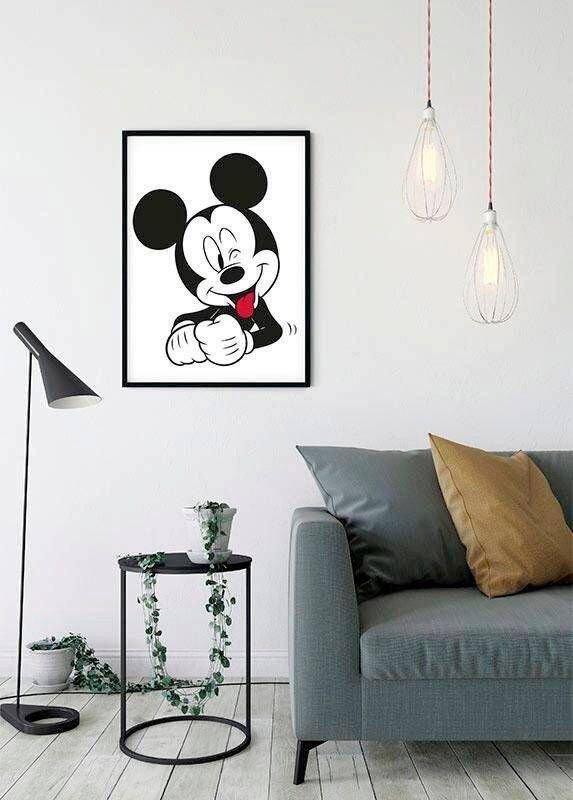 Komar Wanddecoratie Mickey Mouse Funny Wanddecoratie voor de kinderkamer zonder lijst (1 stuk)