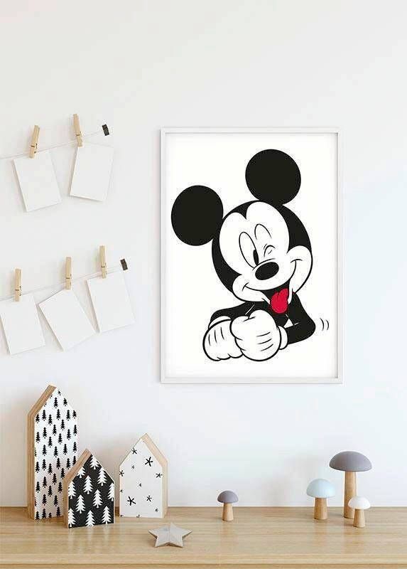 Komar Wanddecoratie Mickey Mouse Funny Wanddecoratie voor de kinderkamer zonder lijst (1 stuk)
