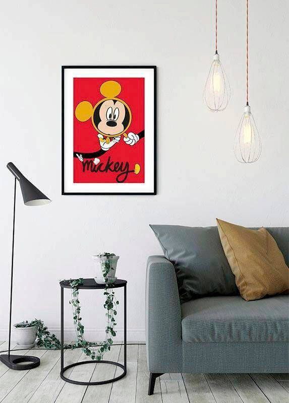 Komar Wanddecoratie Mickey Mouse Magnifying Glass Wanddecoratie voor de kinderkamer zonder lijst (1 stuk)