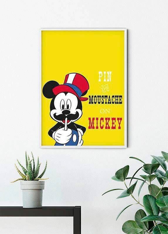 Komar Wanddecoratie Mickey Mouse Moustache Wanddecoratie voor de kinderkamer zonder lijst