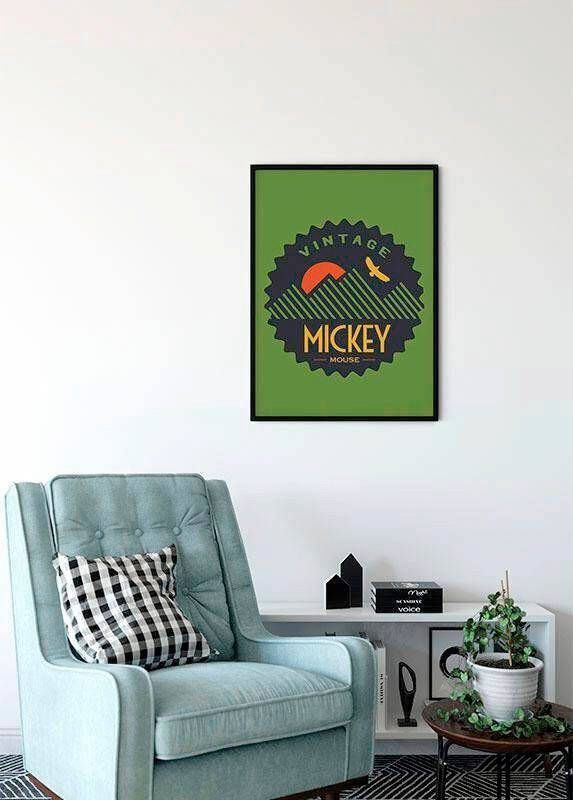 Komar Wanddecoratie Mickey Mouse Vintage Wanddecoratie voor de kinderkamer zonder lijst (1 stuk)
