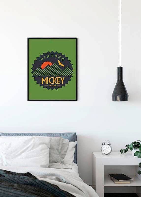 Komar Wanddecoratie Mickey Mouse Vintage Wanddecoratie voor de kinderkamer zonder lijst (1 stuk)