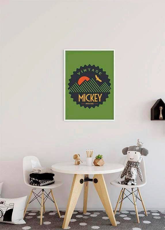 Komar Wanddecoratie Mickey Mouse Vintage Wanddecoratie voor de kinderkamer zonder lijst (1 stuk)