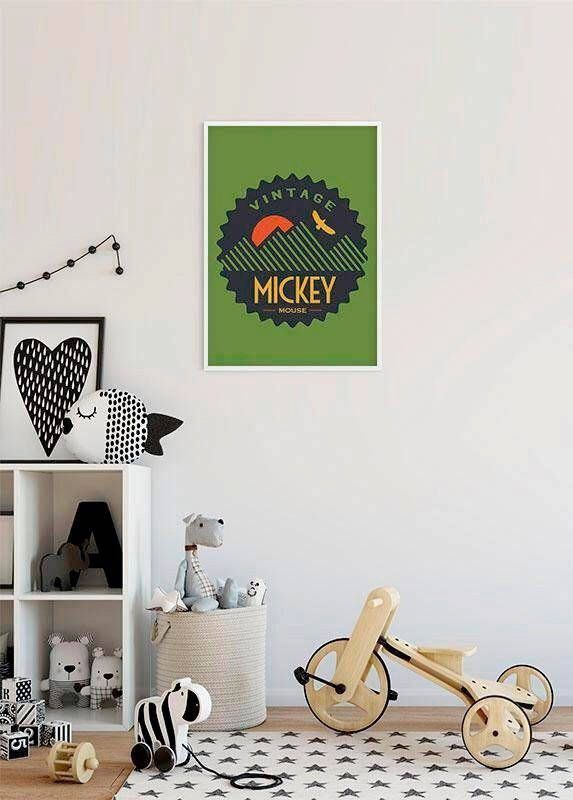 Komar Wanddecoratie Mickey Mouse Vintage Wanddecoratie voor de kinderkamer zonder lijst (1 stuk)